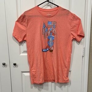 Men's Orange Graphic Tee with Flag Design